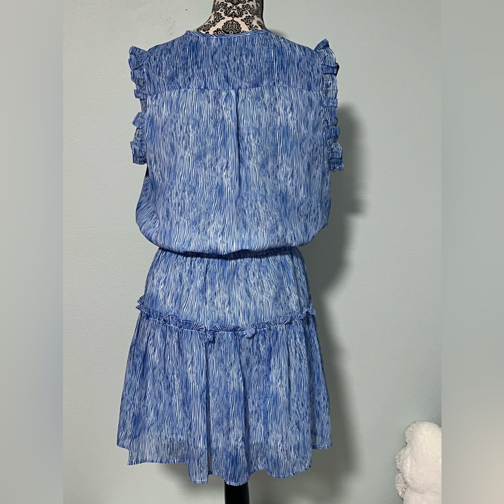 Blue Ruffle Sleeve Dress - Picture 2 of 5